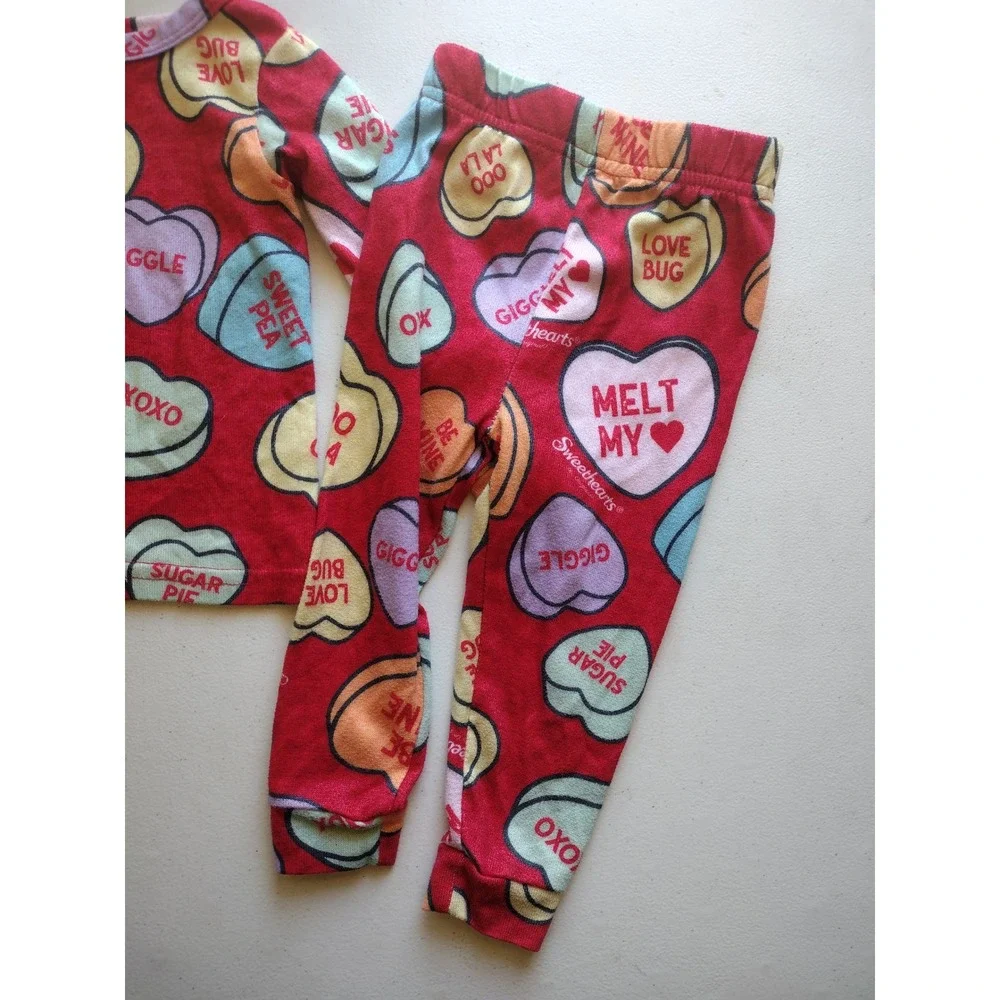 Sweethearts Candy Conversation Hearts Pajama Set Red Toddler 2T‎ Valentine's Day